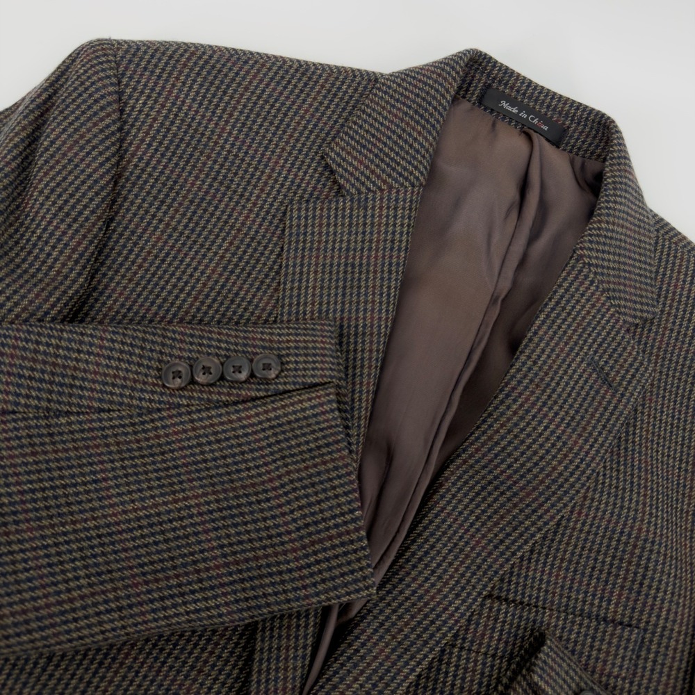 Lauren Ralph Lauren 42L Brown Houndstooth Blazer Wool Tweed Plaid Sport Coat Men